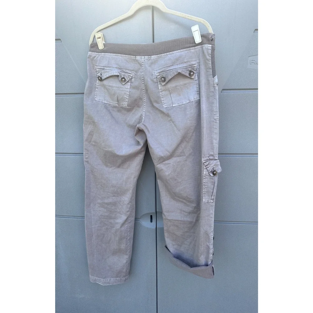 XCVI Women Beige Cargo Pants Drawstring Waist Utility Pockets Sz M Casual Street - Picture 6 of 11